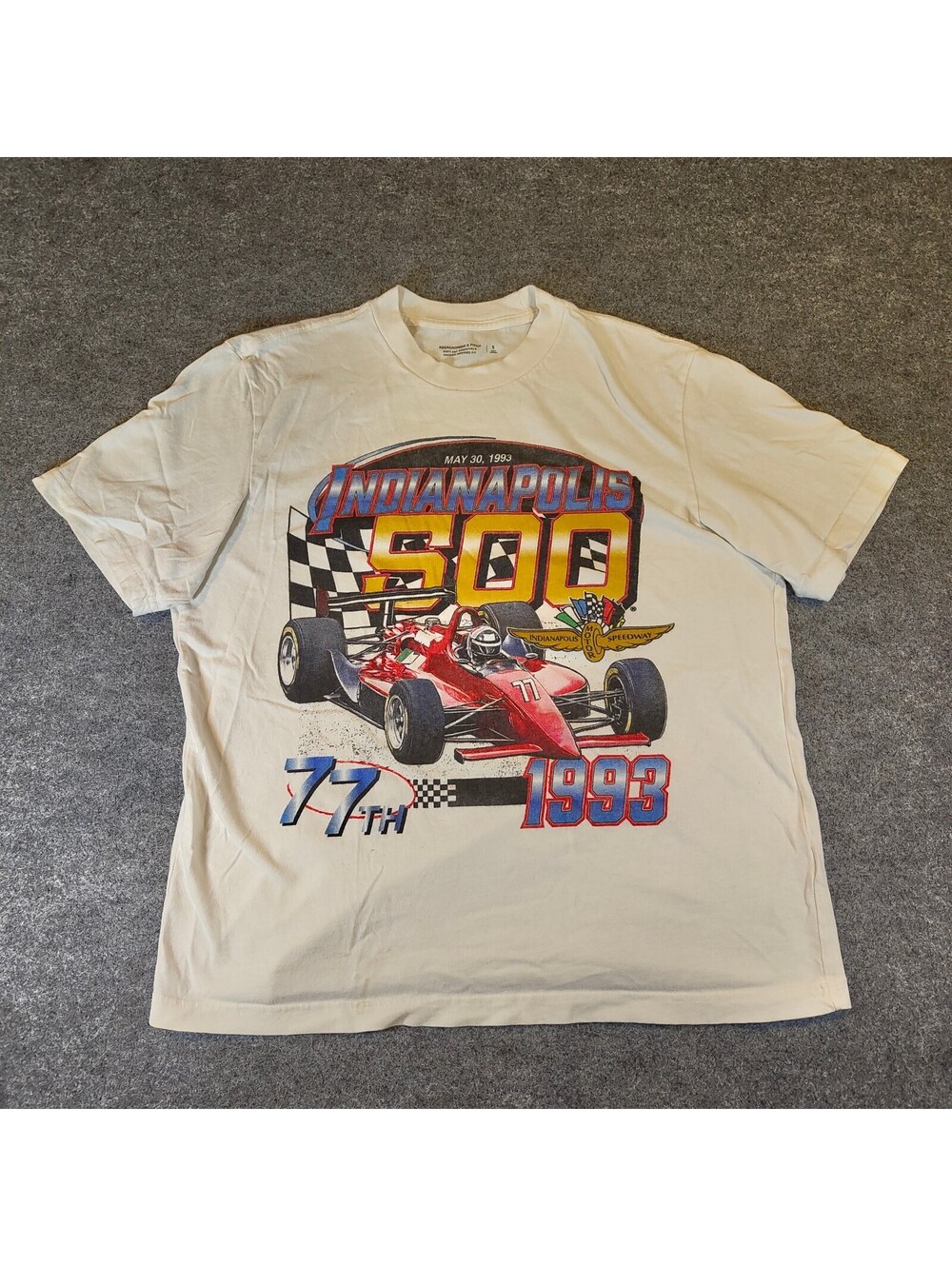Abercrombie & Fitch Indianapolis 500 1993 Graphic T-Shirt Off White Men's S